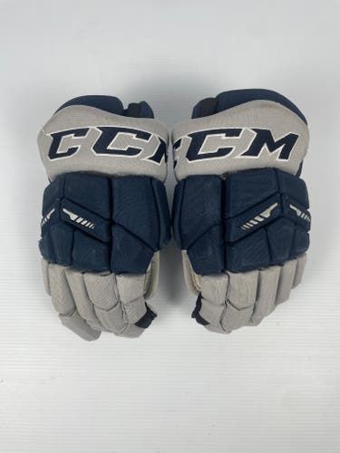 Used 12" CCM Tacks 65C Pro Stock Hockey Gloves - Navy/Grey