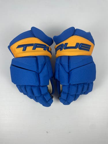 New 13.5" True Catalyst 9X Pro Stock Hockey Gloves - Blue/Gold