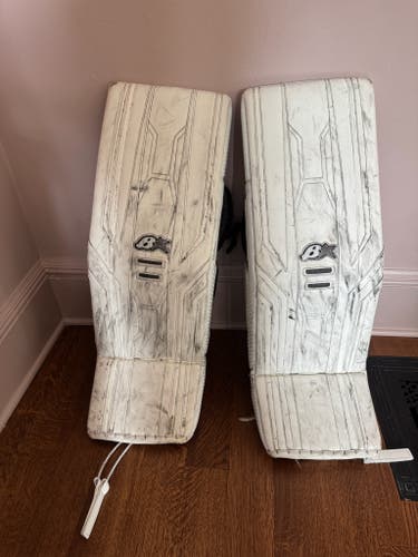 Brians Optik 3 Goalie Leg Pads, MAX 34+1, White (Senior)