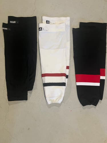 Set of 3 Pro Stock Socks (White Black Red)