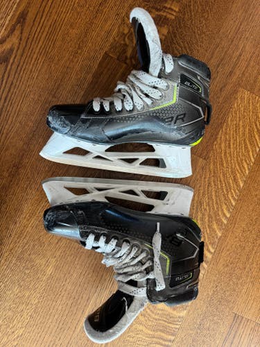 Bauer Elite Goalie Skates, Size 10, Low Volume, Black/Volt (Senior)