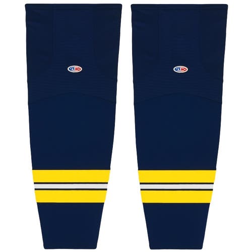 Athletic Knit HS2100-589 2011 Michigan Navy Cut&Sew Mesh Ice Hockey Socks - Youth 21"