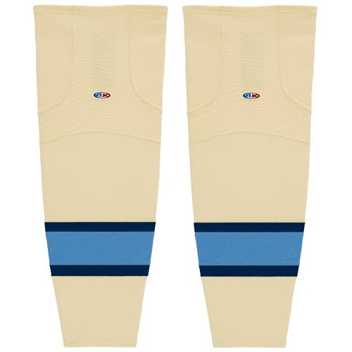 Athletic Knit HS2100-545 Sand/Navy/Sky Blue Cut&Sew Mesh Ice Hockey Socks - Youth 21"