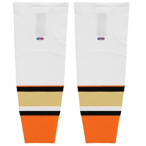 Athletic Knit HS2100-539 2014 Anaheim White Cut&Sew Mesh Ice Hockey Socks - Intermediate 25"