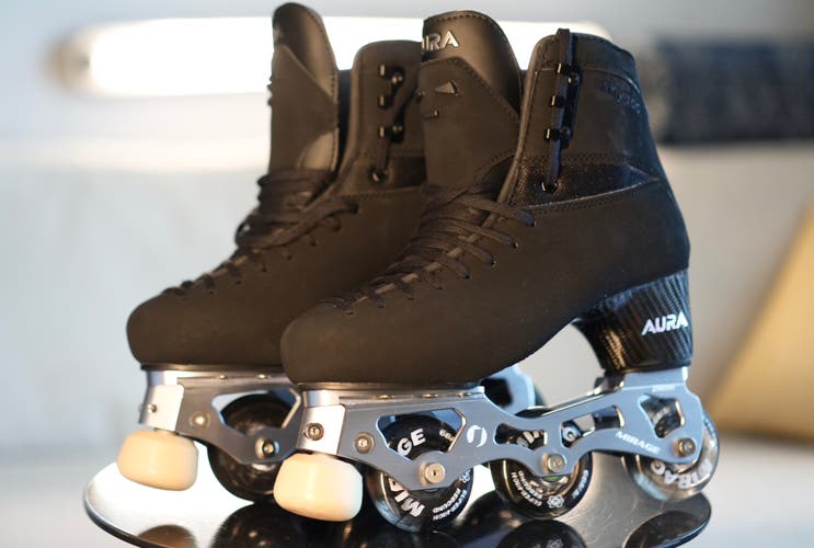 AURA SKY 100 Carbon Fiber Inline Figure Skates 270D + Mirage 256mm NEW