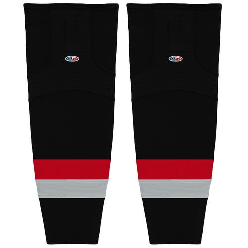 Athletic Knit HS2100-529 Carolina 3rd Black Cut&Sew Mesh Hockey Socks - Senior XL Wide 30"
