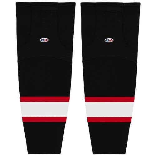 Athletic Knit HS2100-536 Ottawa Black with White Stripe Cut&Sew Mesh Ice Hockey Socks - Youth 21"