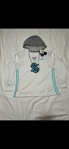 White Women's Large Seattle Kraken Adidas Sweatshirt (New)