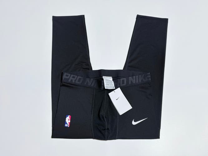 Black Large Men's Nike Pro NBA Men’s 3/4 Compression Tights Athletic Basketball Leggings AA0751-010