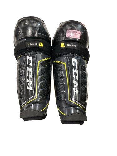 Used CCM TACKS 9080 Senior Shin Guards Black 14" 11613-S000191424