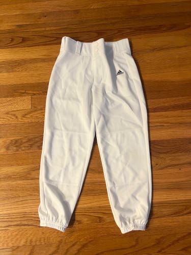 White Medium Youth Adidas Game Pants (Used but looks almost new)