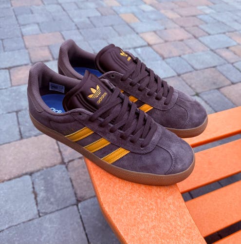 Adidas Gazelle ADV Suede Skateboard Shoes Brown Yellow - JP5857 Men's US Size 10