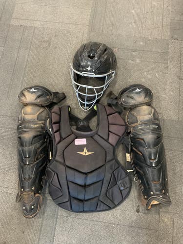 Used All Star SYSTEM SEVEN CP50PRO SET Catchers Chest Protector Black Adult 11614-S000245224