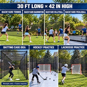30 Ft x 42” Ball Safety Netting – Cut Section for Sports Practice- Heavy Duty FREE SHIPPING!