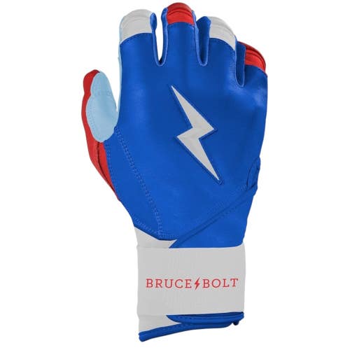 Used PREMIUM PRO LONG CUFF BB/SB Batting Gloves White/Red/Navy MD 11835-S000213425