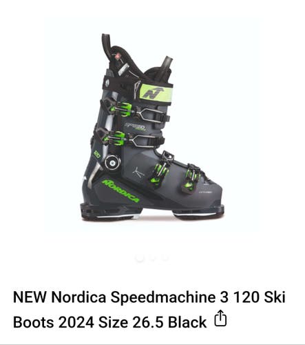 NEW Nordica Speedmachine 3 120 Ski Boots 2024 Size 26.5 Black