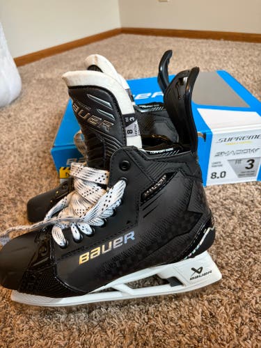 Bauer Supreme Shadow SR  Hockey Skates 8.0 Fit 3 (New with Flaws) Black