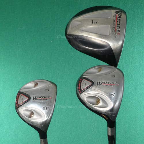 Warrior Custom Golf 11 Driver, 3 & 5 Woods Graphite Regular SET OF 3 *READ*