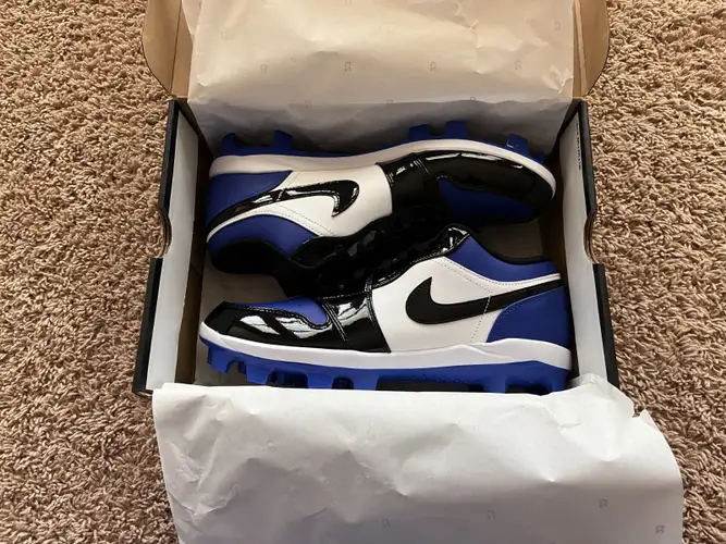 Nike Air Jordan 1 Retro MCS Low Baseball Cleats Mens 12 Royal Blue Black RARE