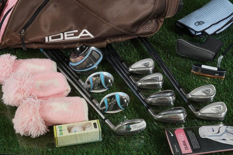 Women's 18pc. Adams Golf Set Ladies LPGA Putter, Idea Cart Bag & Accessories!