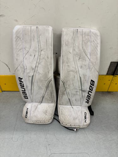 White 28" Junior Bauer GSX Goalie Leg Pads