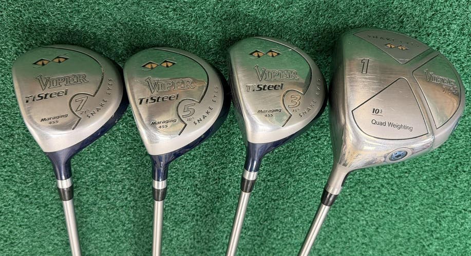 Snake Eyes Viper Ti4 10.5 Wood Set 1-3-5-7 Woods Left Hand Senior Flex Graphite