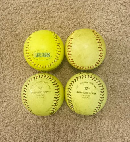 Softball(soft) 4 Pack 12" (Used)+one bucket