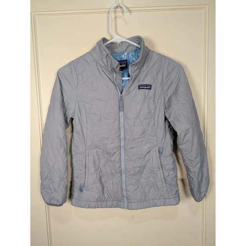 Patagonia Kids Nano Puff Quilted Jacket Grey Blue Lining Size M 10 K's