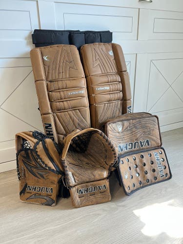 34" + 2” Brown Vintage Vaughn Velocity V4 Goalie Set