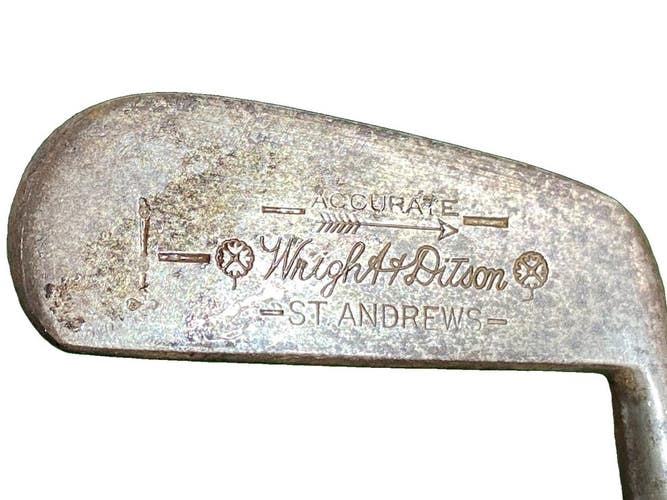 Wright & Ditson Accurate St. Andrews Dot Face Putter RH Hickory 34" Leather Grip