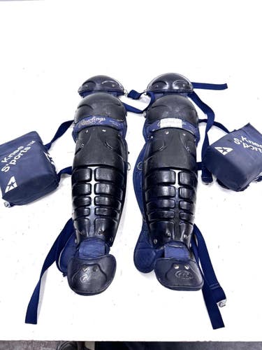 Used Rawlings 16DCW AGE 12-16 Catchers Leg Guards Royal Blue Intermed 11860-C000316893