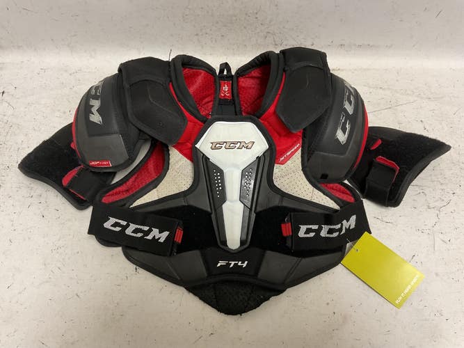 Used CCM JETSPEED FT4 Junior Shoulder Pads White/Black/Red SM 11855-S000211216