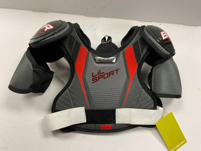 Used Bauer LIL SPORT Youth Shoulder Pads Black And Red SM 11855-S000211148