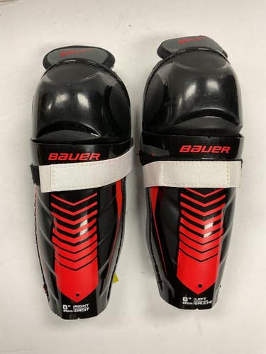 Used Bauer LIL SPORT Youth Shin Guards Black And Red 8" 11855-S000211145