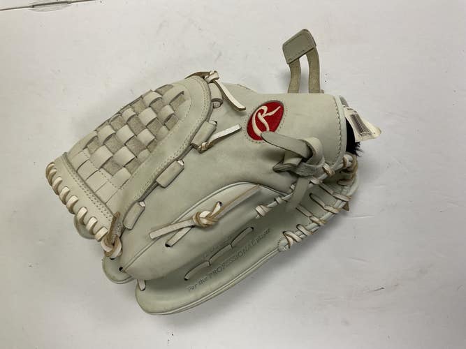 Used Rawlings GGEFP125BW LH Throw Fastpitch Gloves Grey 12 1/2" 11855-S000210086