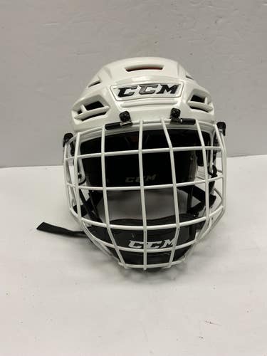 Used CCM TACKS 710 Helmet Cage Combo White SM 11855-S000209957
