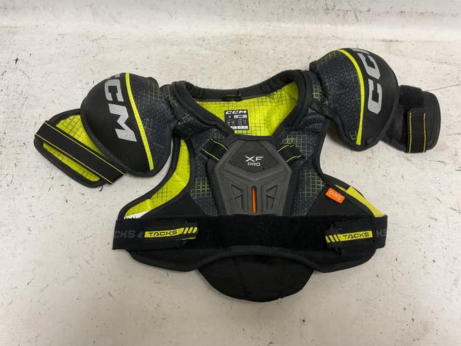 Used CCM XF PRO Youth Shoulder Pads Black And Optic Yellow LG 11855-S000210157