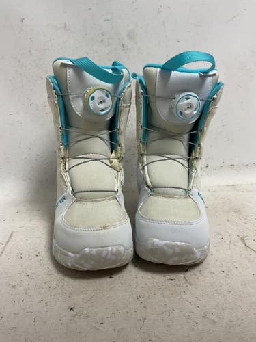 Used Burton GROM BOA Girls Snowboard Boots White Junior 02 11855-S000211266