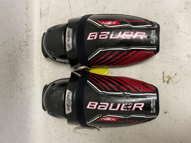 Used Bauer NSX Junior Shin Guards Black And Red 11" 11855-S000210681