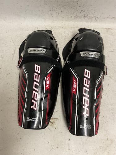 Used Bauer NSX Junior Shin Guards Black And Red 12" 11855-S000210675