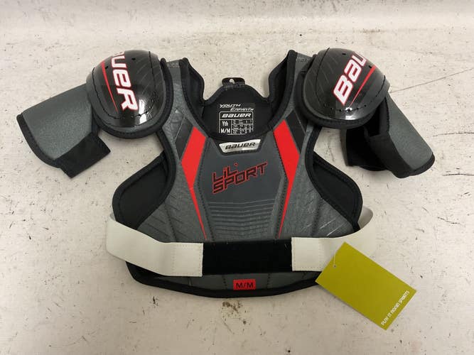 Used Bauer LIL SPORT Youth Shoulder Pads Black And Red MD 11855-S000210922