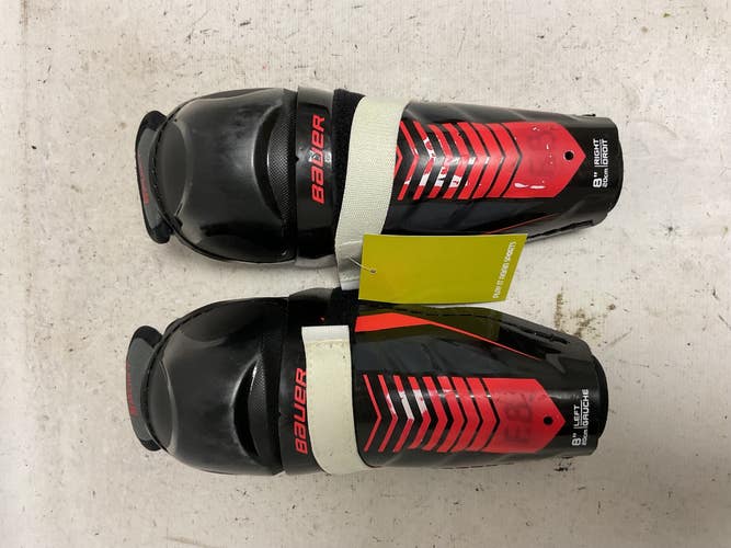 Used Bauer LIL SPORT Youth Shin Guards Black And Red 8" 11855-S000210920