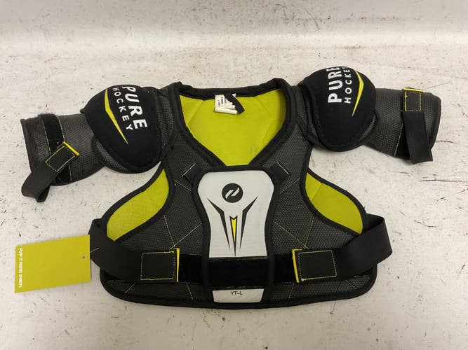 Used Pure Hockey YTH SHOULDER PADS Youth Shoulder Pads White/Black/Yellow LG 11855-S000210910
