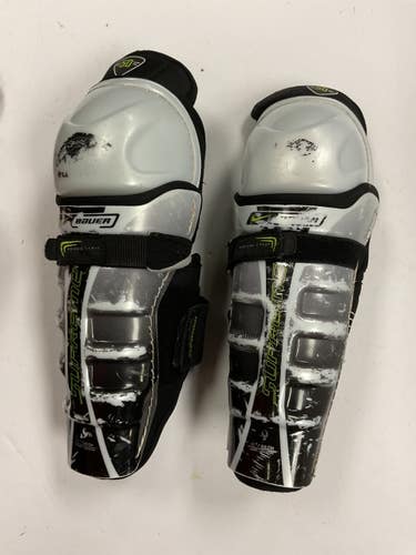 Used Bauer SUPREME 50 Junior Shin Guards Black And Neon Green 11" 11855-S000210833
