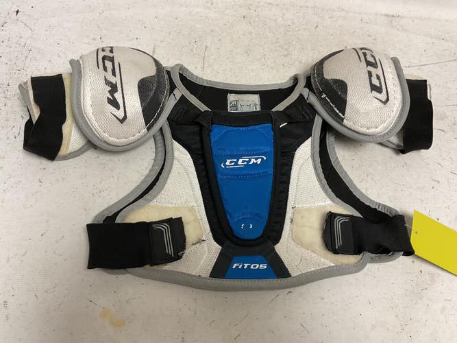 Used CCM U+ FIT05 Junior Shoulder Pads Black And Carolina Blue SM 11855-S000210451