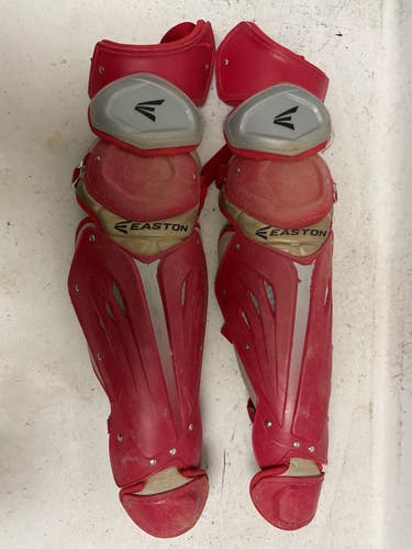 Used Easton MAKO CATCHERS SHIN GUARDS Catchers Leg Guards Red Adult 11855-S000210429