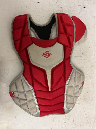 Used Louisville Slugger CHEST PROTECTOR Catchers Chest Protector Grey And Red Adult 11855-S000210424