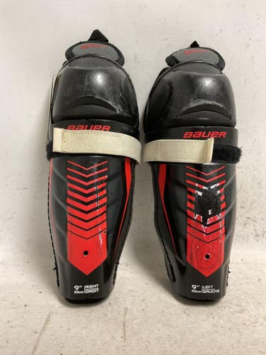 Used Bauer LIL SPORT Youth Shin Guards Black And Red 9" 11855-S000210370