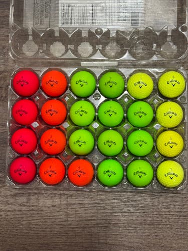 24 Callaway Supersoft Golf Balls - Green, Orange, Red, Yellow Colors - Mostly 5A