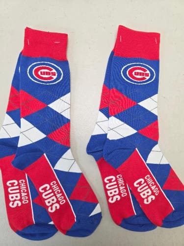 ST1 Mens MLB CHICAGO CUBS Lot of 2 Pair Socks OSFM One Size Fits Most NEW